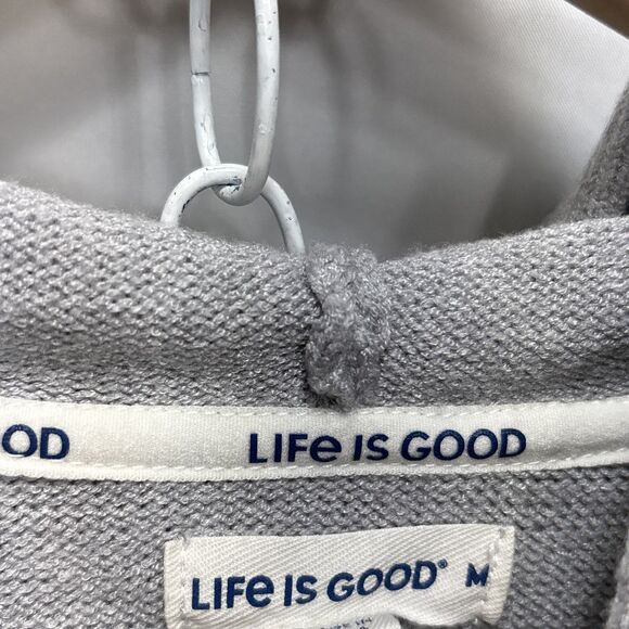 Life Is Good Rocket Dog Flower Hoodie Gray Soft Knit Pullover Women's Medium - Picture 8 of 9